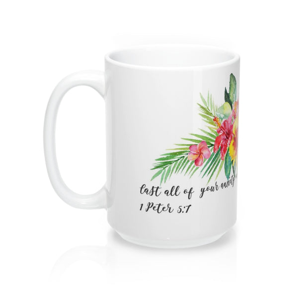 Inspirational Bible Verse Coffee Mugs Cast Your Anxiety 11oz or 15oz Ceramic