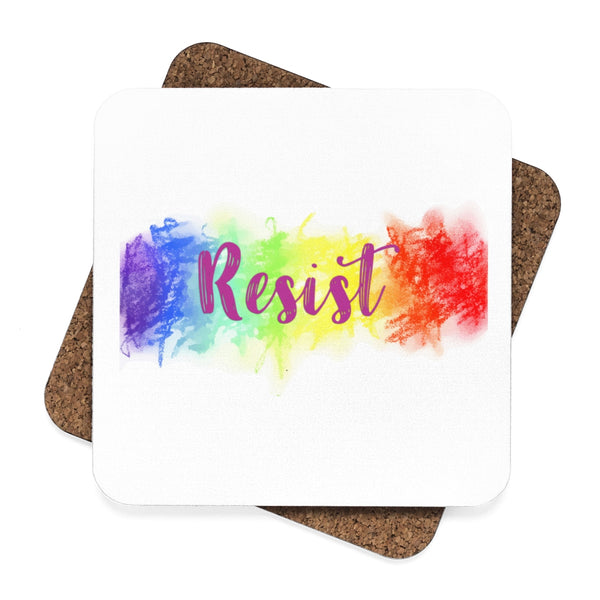 Resist Square Hardboard Coaster Set - 4pcs