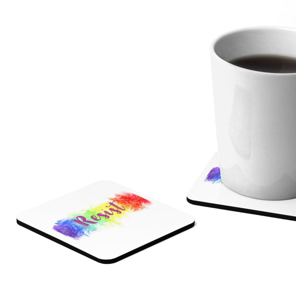 Resist Square Hardboard Coaster Set - 4pcs