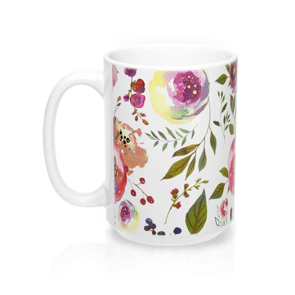 Watercolor Roses Flower Coffee Mugs Ceramic 11 oz 15 oz