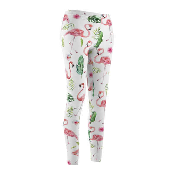 Pink Flamingo and Tropical Flower Leggings for Women, Yoga Pants