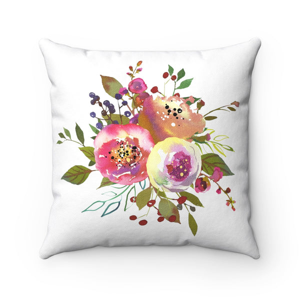 Pink Rose Spray Floral Throw Pillows, Decorative Home Decor 4 Sizes