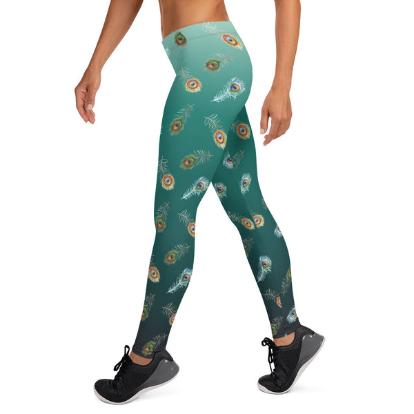 Peacock Feather Leggings for Yoga and Everyday Wear