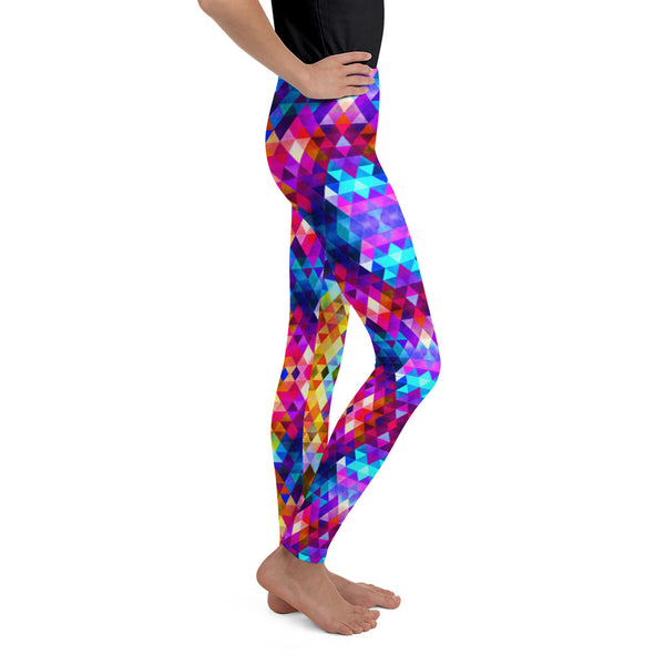Colorful Triangle Shape Pattern Leggings for Girls Youth Size 8 - 20