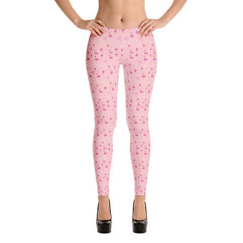 Pink Flamingo Leggings for Women, Yoga Pants