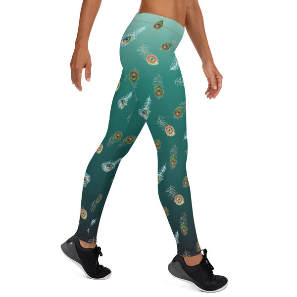 Peacock Feather Leggings for Yoga and Everyday Wear