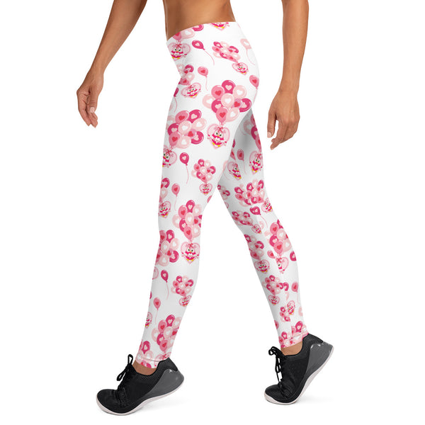 Valentine's Day Leggings for Women with Owls and Balloons