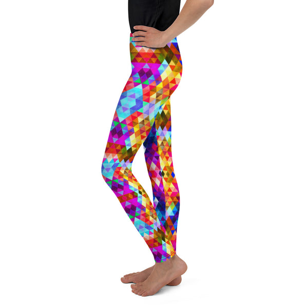 Colorful Triangle Shape Pattern Leggings for Girls Youth Size 8 - 20