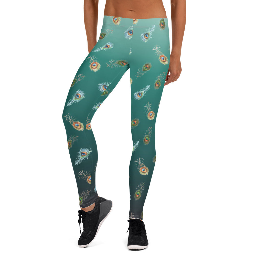 Peacock Feather Leggings for Yoga and Everyday Wear