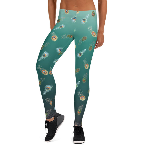 Peacock Feather Leggings for Yoga and Everyday Wear