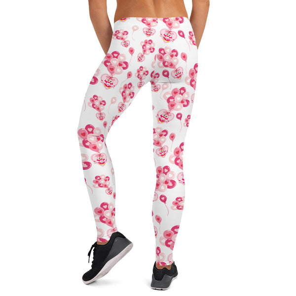 Valentine's Day Leggings for Women with Owls and Balloons