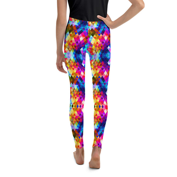 Colorful Triangle Shape Pattern Leggings for Girls Youth Size 8 - 20