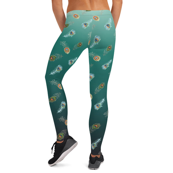 Peacock Feather Leggings for Yoga and Everyday Wear