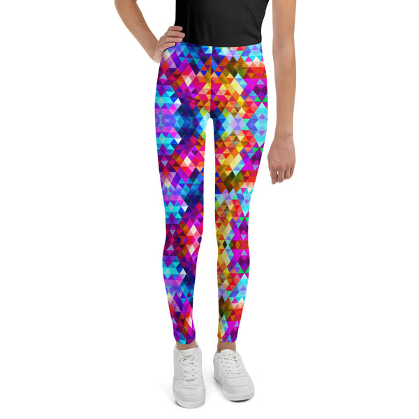 Colorful Triangle Shape Pattern Leggings for Girls Youth Size 8 - 20