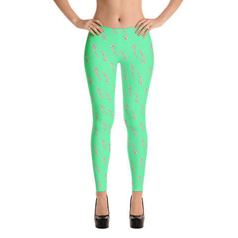 Christmas Candy Cane Leggings for Women, Yoga Pants