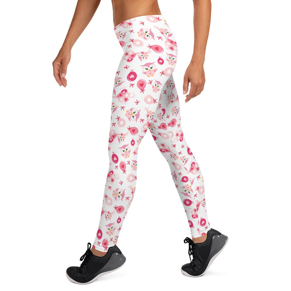 Valentine's Day Owl and Balloon Leggings for Women