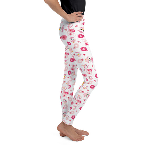 Valentine's Day Owl and Balloon Youth Leggings for Girls