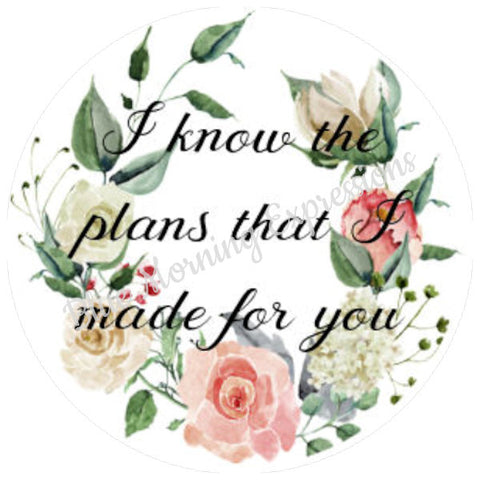 Handmade sticker with Bible Verse and pink roses