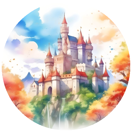 Handmade stickers with fairy castle.