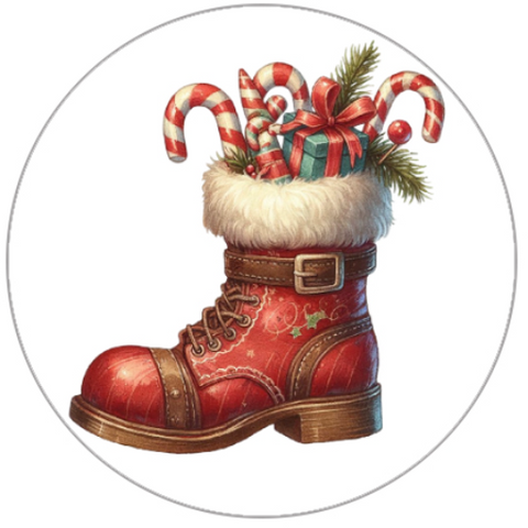 Nostalgic Christmas Boot Handmade Stickers Scrapbook Journal Planner Envelope Label