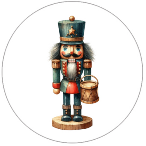 Wooden nutcracker figurine with a white background