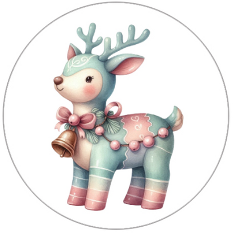 Cartoon reindeer with pastel colors on a white background