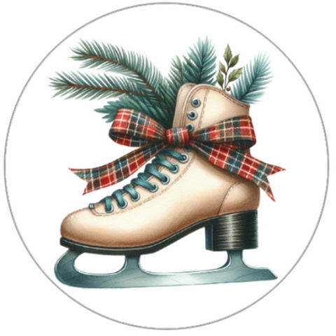 Christmas Skate with Holly and Plaid sticker 
