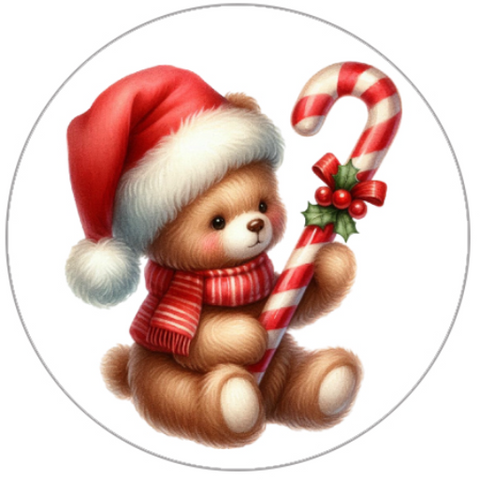 Nostalgic Christmas Teddy Bear Handmade Stickers Scrapbook Journal Planner Envelope Label
