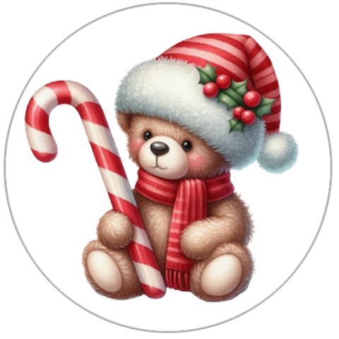 Nostalgic Christmas Teddy Bear Handmade Stickers Scrapbook Journal Planner Envelope Label