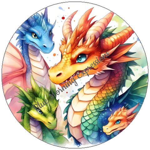 Handmade stickers with dragons