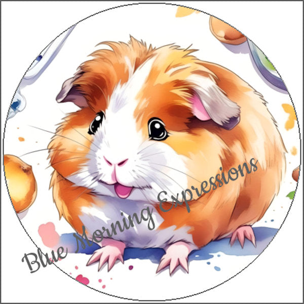 Handmade sticker with a cute guinea pig