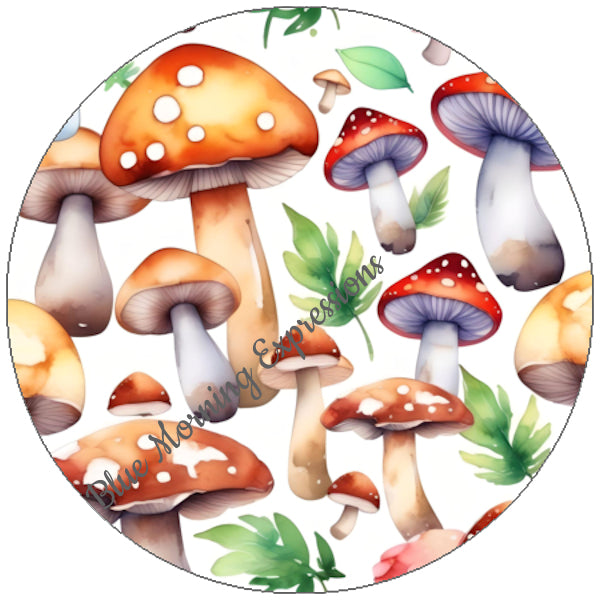 Handmade stickers with mushrooms and toadstools