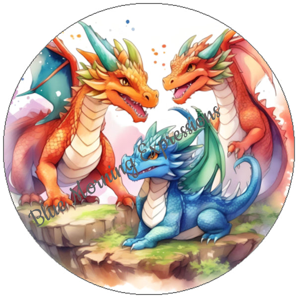 Handmade stickers with dragons 