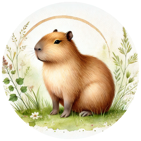 Capybara handmade stickers for journals, envelopes, and planners