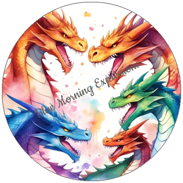 Handmade stickers with dragons