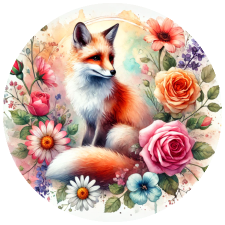 Handmade sticker with fox