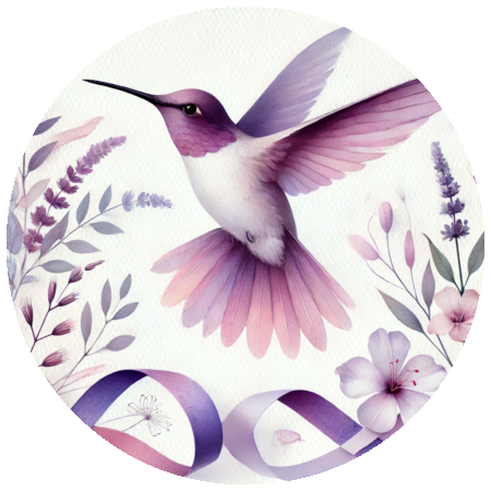 Handmade stickers with purple hummingbird