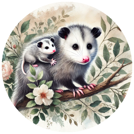 Opossum Handmade Stickers for envelopes, journals, daytimers, and planners. 