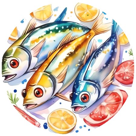 Handmade sardine stickers 