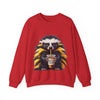 Red sweatshirt with a cartoon badger holding a 'Need Coffee' cup on a white background