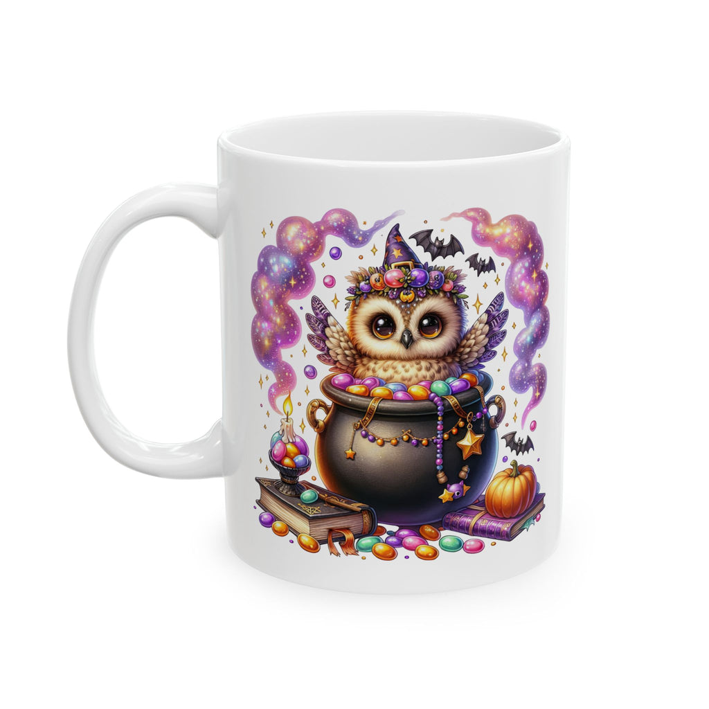 Owl Witchy Mug, Halloween Coffee Cup, Cute Ceramic Halloween Gift, Fun Owl Cup,