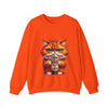 Orange sweatshirt with a cat holding a coffee cup and 'Need My Java' text on a white background