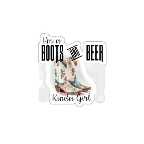 Gifts for Cowgirls Boots Beers Indoor/Outdoor Die-Cut Stickers 5 Sizes Laminate Vinyl