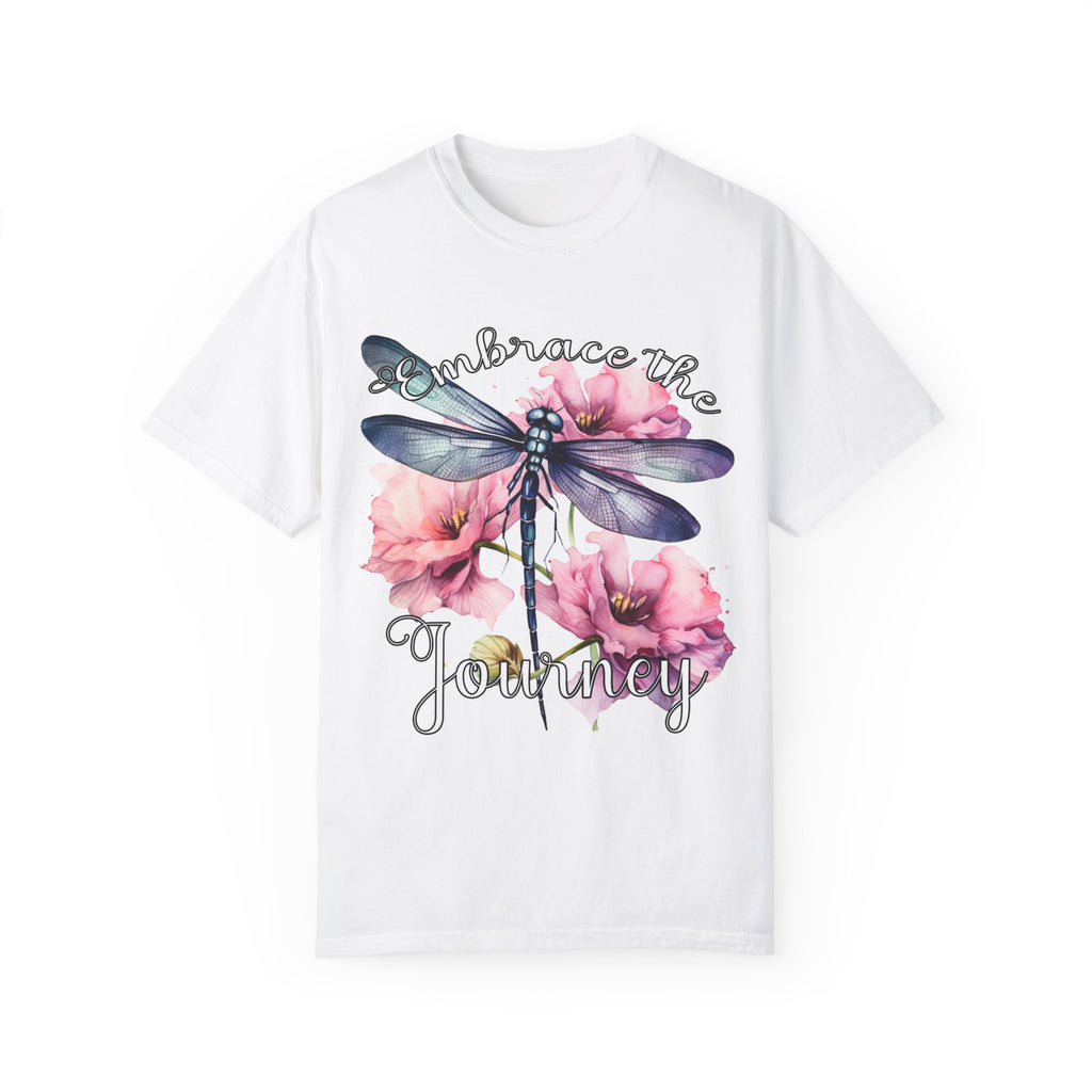 Embrace the Journey Dragonfly Comfort Color T-shirt, Women's Shirts Relaxed Fit Soft Cotton Shirt