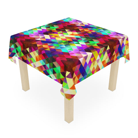 Bright Colorful Geometric Pattern Green Blue Tablecloth Décor