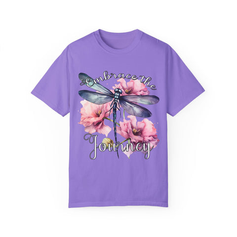 Embrace the Journey Dragonfly Comfort Color T-shirt, Women's Shirts Relaxed Fit Soft Cotton Shirt