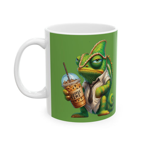 Grumpy Chameleon Coffee Mug – Funny Reptile Cup | Coffee Lover Non-Morning Gift
