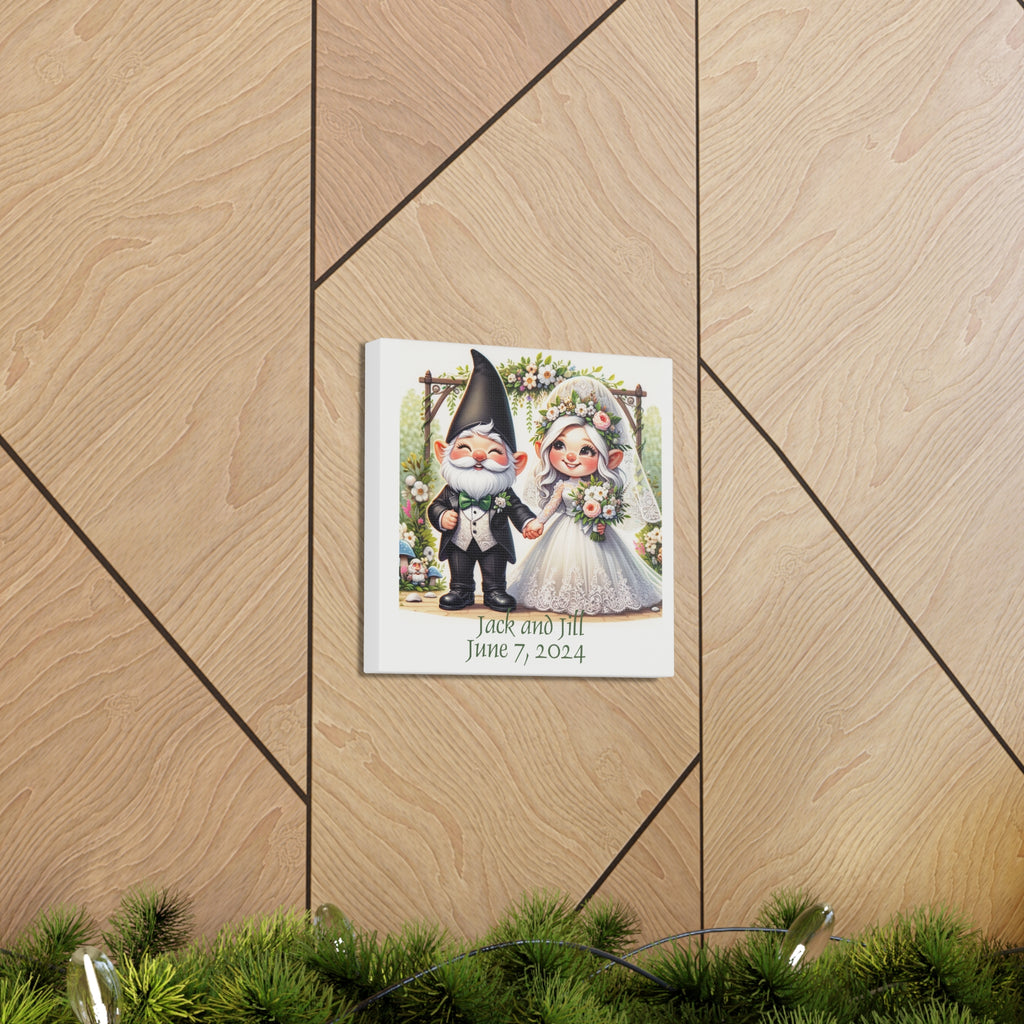 Gifts for Gardeners Personalized Gnome Wedding Canvas Art Housewarming Gift
