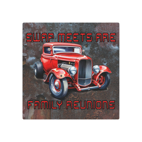 Gifts for Gearheads Hot Rod Swap Meet Metal Art Sign - Indoor Use Aluminum 4 Sizes Square