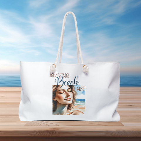 Resting Beach Face Weekender Bag, Beach Bag, Tote Bag for Women, Weekend Getaway Bag